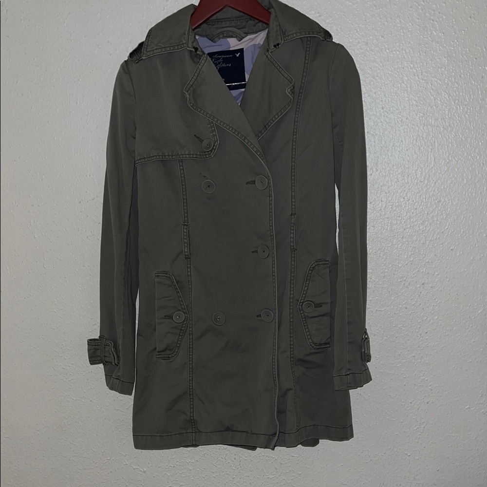 American Eagle Outfitters Olive Trench Coat